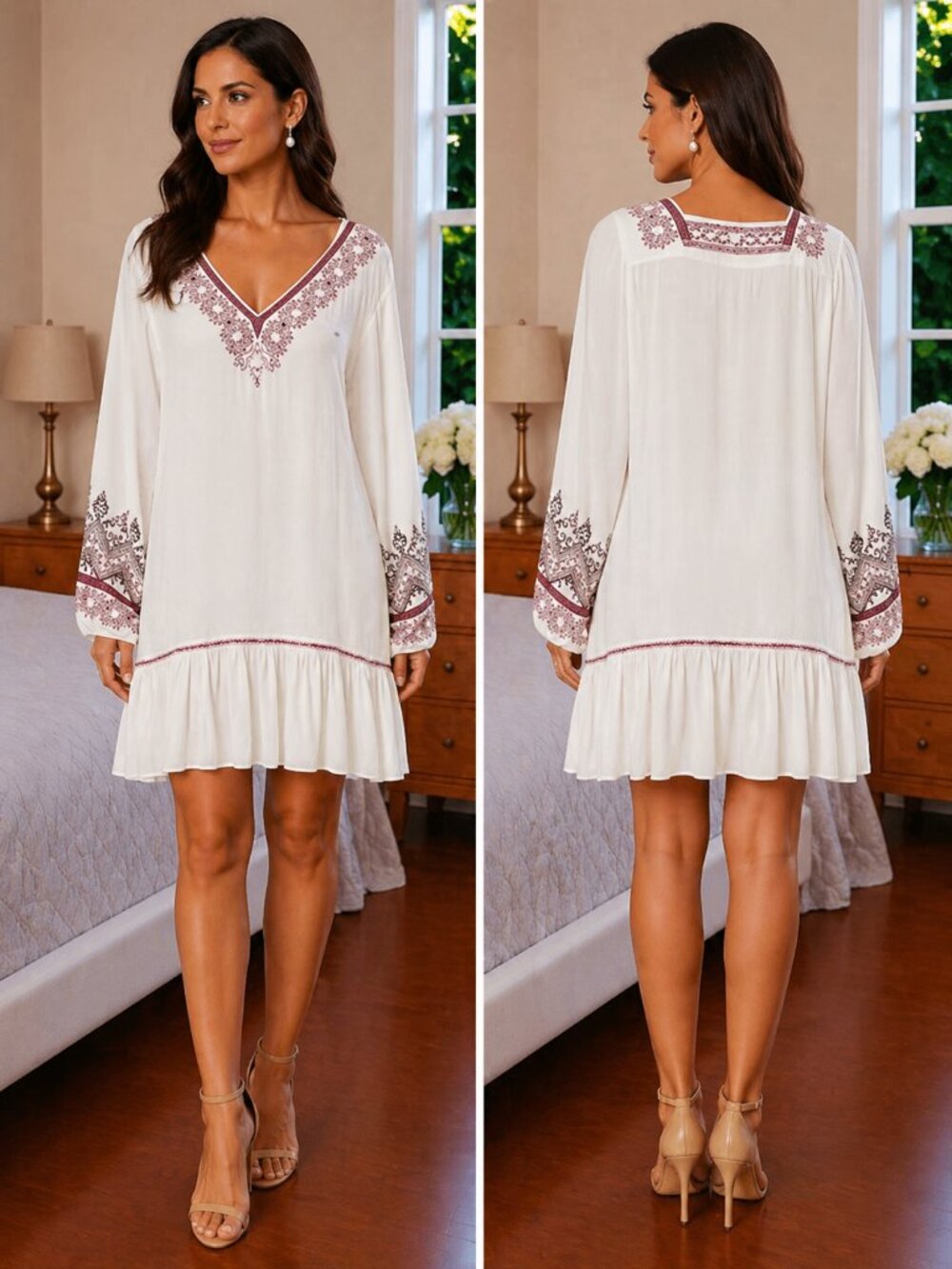 Free People Wild One Embroidered Boho Dress $148
